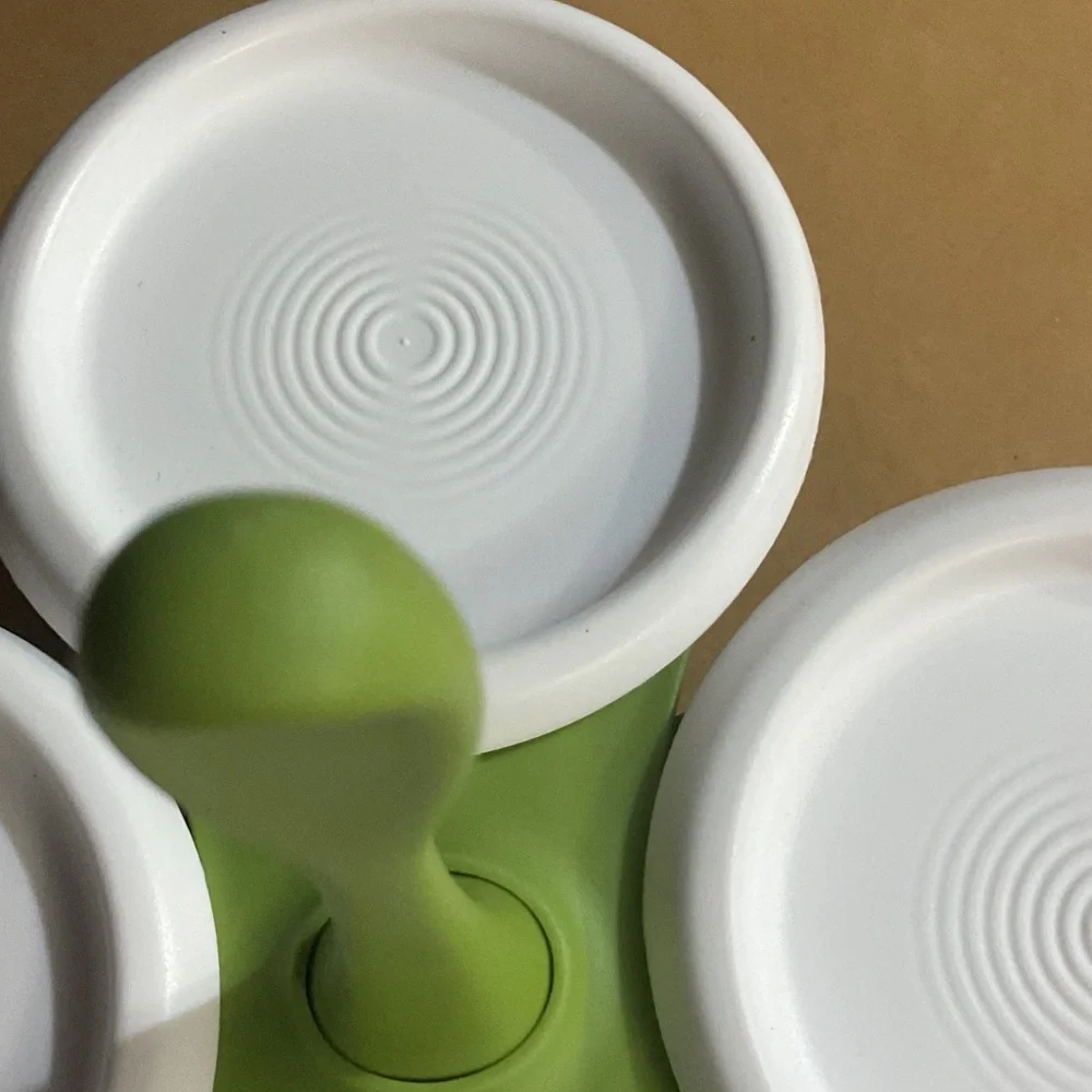 Tupperware Green and White condiments server.